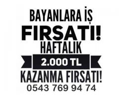 İNTERNETTEN EVDEN EK GELİR BAYAN ELEMAN İLANI HAFTALIK 2000₺ KAZANC