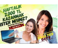 İNTERNETTEN EVDEN EK GELİR BAYAN ELEMAN İLANI HAFTALIK 2000₺ KAZANC