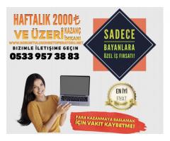 İNTERNETTEN EVDEN EK GELİR BAYAN ELEMAN İLANI HAFTALIK 2000₺ KAZANC